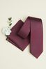 Burgundy Red Silk Wedding Tie And Pocket Square Set, Regular