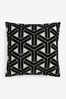 Black/White 50 x 50cm Geometric Flock Cushion, 50 x 50cm