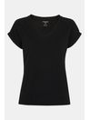 Whistles Black Willa V-Neck Cap Sleeve 100% Cotton T-Shirt
