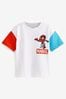 Marvel Weiß/Rückenprint in Rot - Kurzärmeliges License-T-Shirt mit Farbblock-Design (9 Monate bis 8 Jahre)