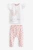 Pink/White Bunny Baby Woven T-Shirt And Leggings Set 2 Piece