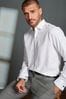 Weiß - 100% Cotton Signature Textured Double Cuff Smart Shirt With Trim Detail