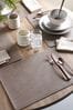 Set of 4 Grey Faux Leather Placemats