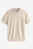 Neutral Short Sleeved Knitted Polo Shirt