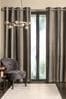 Black/Bronze Gold Metallic Stripe Eyelet Blackout/Thermal Curtains