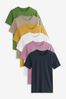 Green/White/Stone/Mustard/Navy Blue/Pink T-Shirts 6 Pack