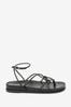 Black Forever Comfort® Leather Knot Detail Chunky Footbed Sandals
