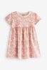 Pink Ditsy Short Sleeve Cotton Jersey Dress (3mths-7yrs)