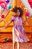 Pink/Violett/Regenbogen mit Glitzerdetail - Kurzärmeliges, gestuftes Partykleid aus glitzerndem Netzstoff (3-16yrs)