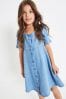 Blau Denim - Tee-Kleid mit gerüschten Ärmeln (3-16yrs)