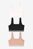 Black/Cream/Praline Nude Cotton Ultimate Comfort Crop Tops 3 Pack