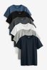 Black/ Slate/ Grey Marl/ White/ Navy/ Blue T-Shirts 6 Pack, Regular Fit