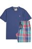 Navy Blue/Pink Check Lightweight Short Pyjama Set