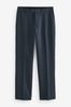 Navy Blue Tailored Machine Washable Plain Front Smart Trousers, Tailored Fit
