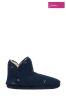 Joules Blue Cabin Faux Fur Lined Slippers With Rubber Sole