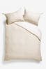 Natural Plissé Textured with Corner Ties Duvet Cover and Pillowcase Set