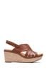 Clarks Brown Leather Elleri Grace Wedge Sandals