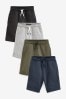 Black/Navy Blue/Khaki Green /Grey 4 Pack Basic Jersey Shorts (3-16yrs)