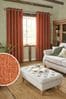 Burnt Orange Next Heavyweight Chenille Eyelet Lined Curtains, Lined
