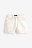 Ecru White Comfort Stretch Denim Mom Shorts