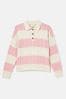 Joules Love All Pink Cable Knit Jumper with Button Collar
