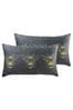 Evans Lichfield 2 Pack Grey Gold Bee Velvet Filled Cushions