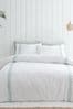 Bianca White Embroidery Leaf 180 Thread Count Cotton Duvet Cover And Pillowcase Set