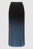 Reiss Bright Blue Marlie Ombre Pleated Midi Skirt