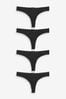 Black Thong Cotton Rich Knickers 4 Pack, Thong