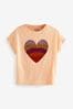 Apricot Orange Sequin Heart T-Shirt (3-16yrs)