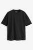 Black Relaxed Fit Essential Crew Neck T-Shirt, Relaxed Fit