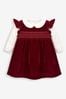 JoJo Maman Bébé Red 2-Piece Smocked Velvet Baby Bande Dress & Body Set