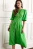 Green Pintuck Midi Dress