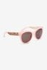 Nerzfarben/Pink - Sonnenbrille mit verzierten Bügeln