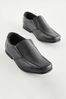 Black School Leather Loafers, Wide Fit (G)