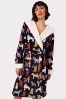 Chelsea Peers Blue Fleece Posh Dogs Print Hooded Dressing Gown
