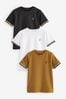 Hellbraun/Schwarz - T-Shirts mit Zierstreifen im 3er-Pack (3-16yrs)