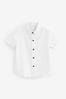 Weiß - Kurzärmeliges Hemd aus Baumwollleinen (3 Monate bis 7 Jahre)