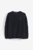 Black Textured Crew Jumper (3-16yrs), Without Stag