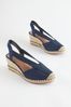 Navy Blue Forever Comfort® Elastic Closed Toe Wedges