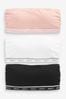 Black/Pink/White Cotton Rich Bandeau Bras 3 Pack