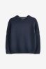 Navy Without Stag Textured Crew Jumper (3-16yrs), Without Stag
