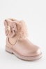 Baker by Ted Baker Girls Pink Faux Fur Cuff hudson Boots with Bow