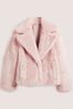 Boden Pink Faux Fur Jacket