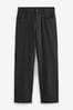 Black Jean Style Machine Washable Plain Front Smart nero Trousers, Regular Fit