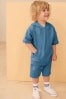 Blue Short Sleeve Hoodie and Short Set (3mths-7yrs)