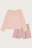 Monsoon Pink Top and Tweed Shorts Set