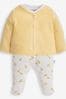 JoJo Maman Bébé Yellow Duck 2-Piece Baby Sleepsuit & Velour Jacket Set