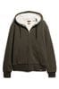 Superdry Green Essential Borg Lined Zip Hoodie