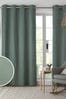 Sage Green Cotton Lined Eyelet Curtains, Lined